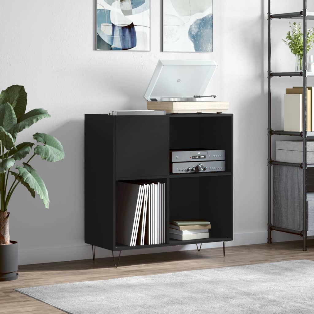 Hifi-benk svart 84,5x38x89 cm konstruert tre
