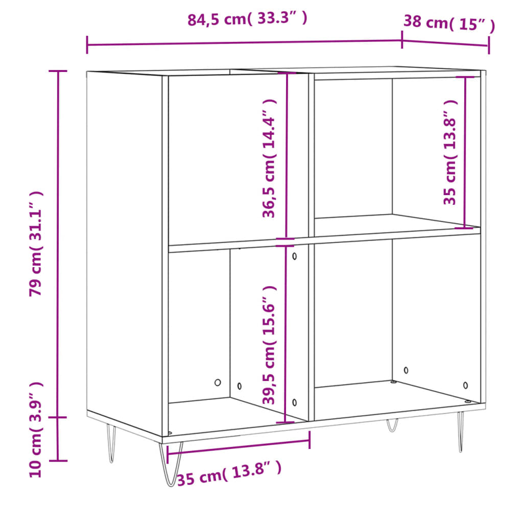 Hifi-benk sonoma eik 84,5x38x89 cm konstruert tre