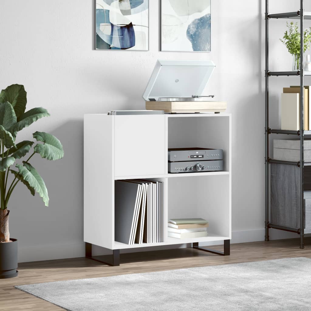Hifi-benk hvit 84,5x38x89 cm konstruert tre
