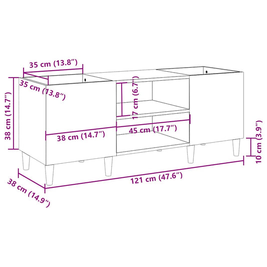 Hifi-benk brun eik 121x38x48 cm konstruert tre