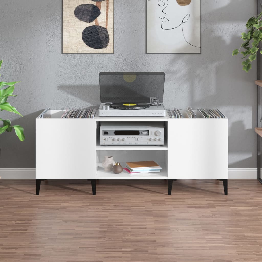 Hifi-benk hvit 121x38x48 cm konstruert tre