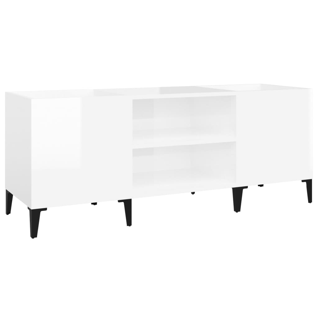 Hifi-benk høyglans hvit 121x38x48 cm konstruert tre