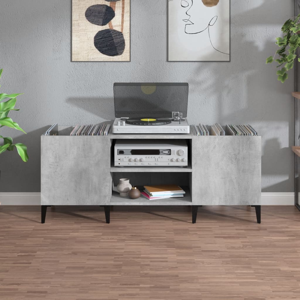 Hifi-benk betonggrå 121x38x48 cm konstruert tre