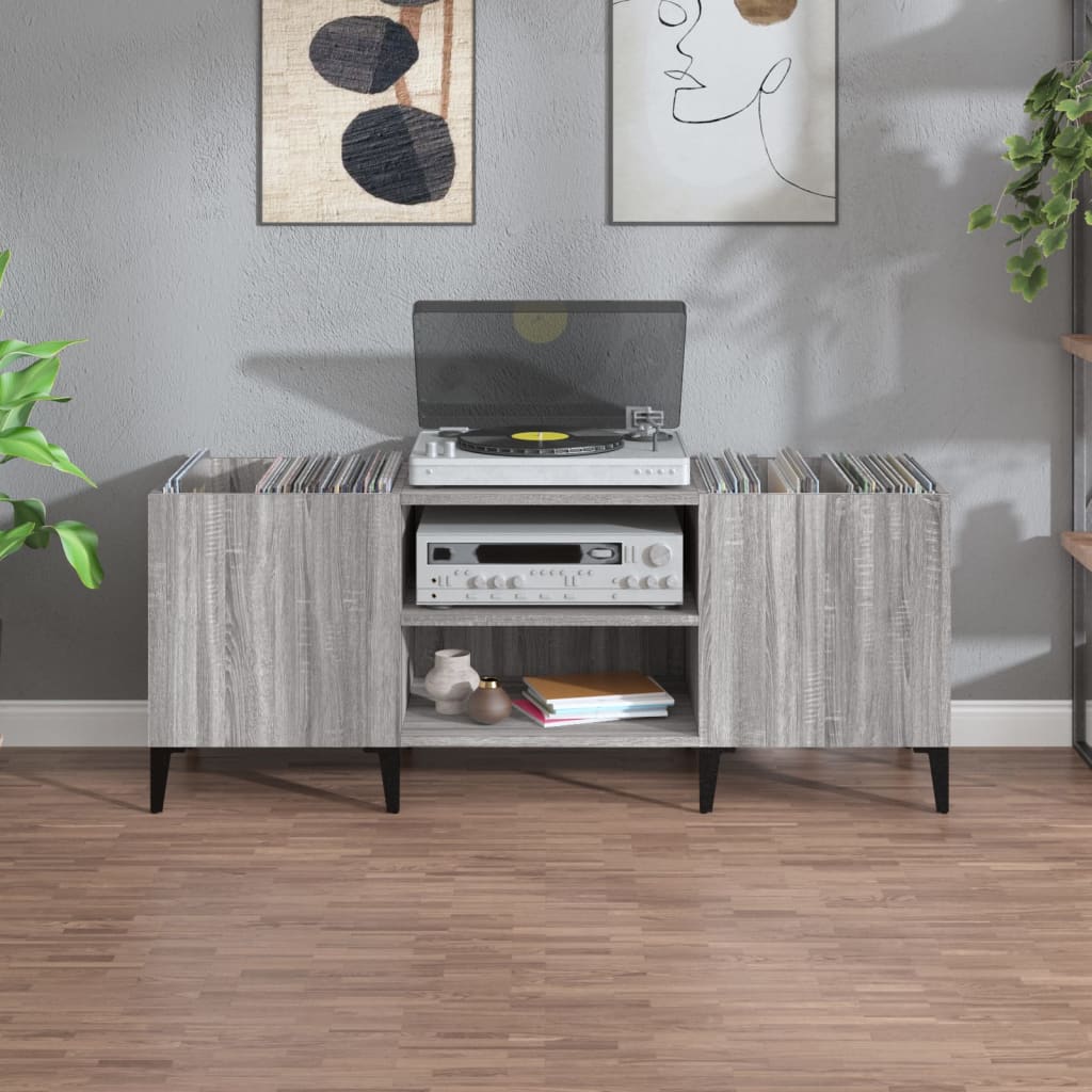 Hifi-benk grå sonoma 121x38x48 cm konstruert tre