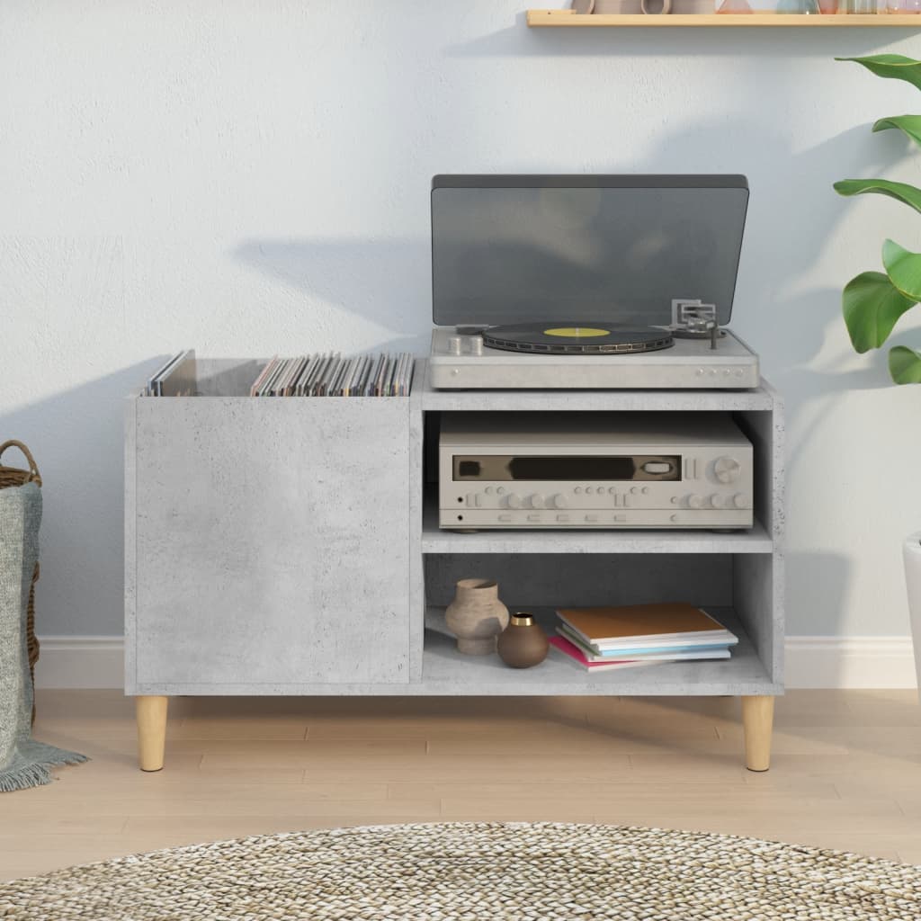 Hifi-benk betonggrå 84,5x38x48 cm konstruert tre