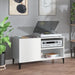 Hifi-benk høyglans hvit 84,5x38x48 cm konstruert tre