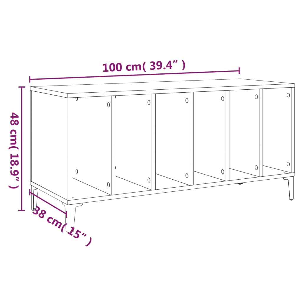 Hifi-benk sonoma eik 100x38x48 cm konstruert tre vidaXL