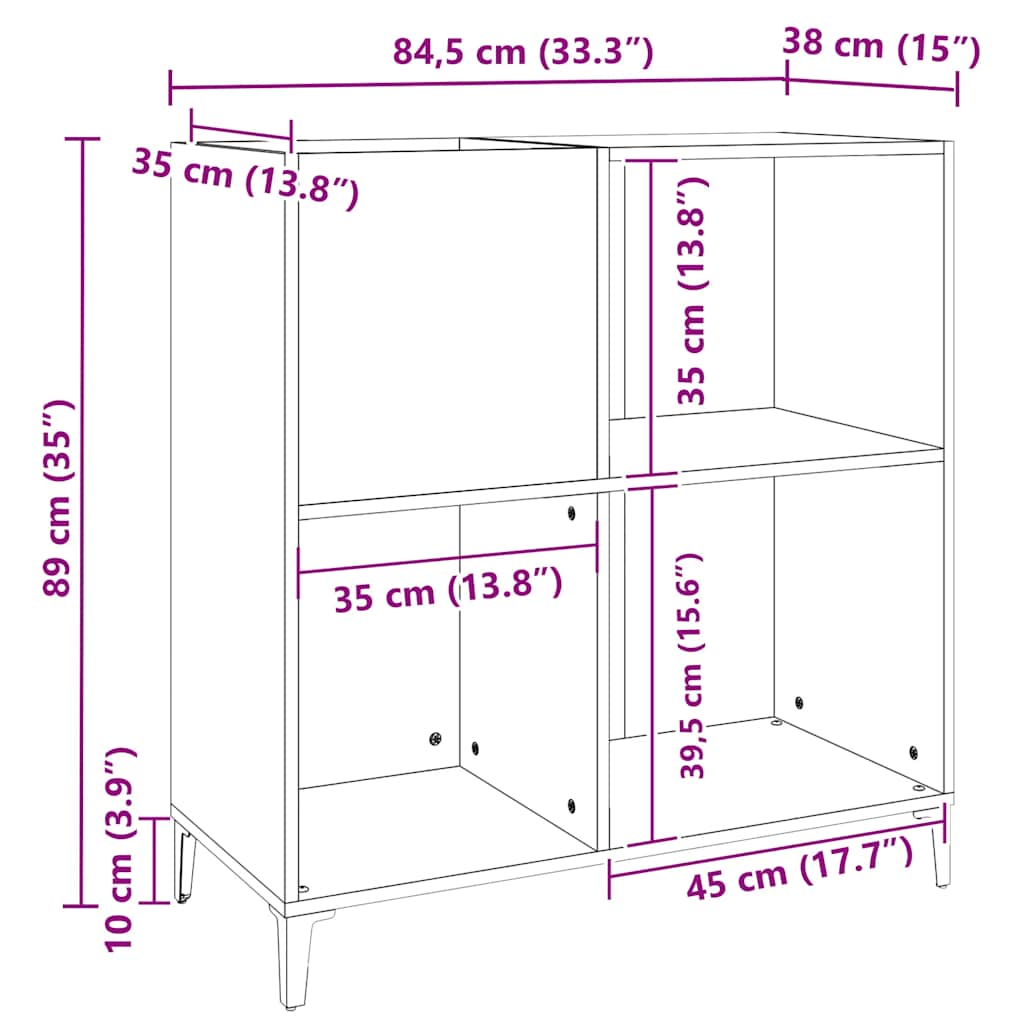 Hifi-benk hvit 84,5x38x89 cm konstruert tre