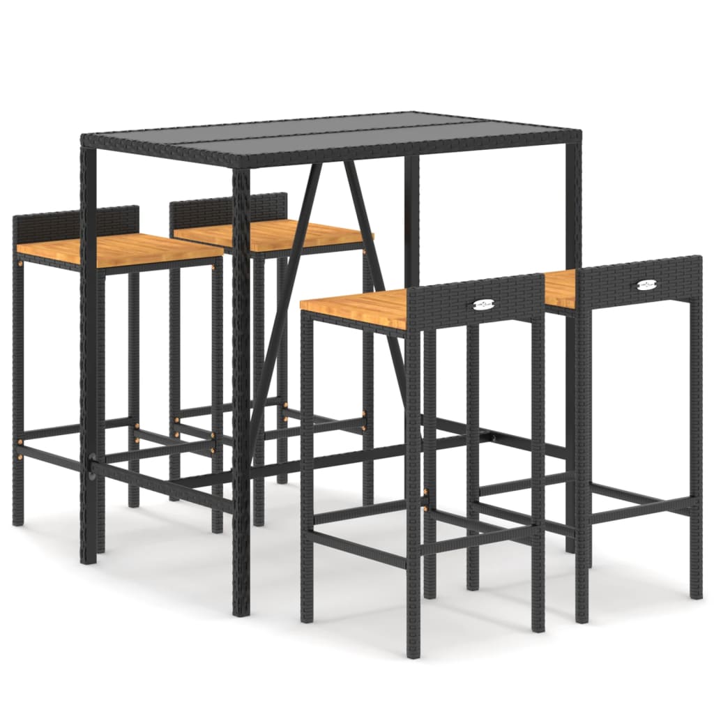 Hagebarsett 5 deler svart polyrotting og heltre akasie