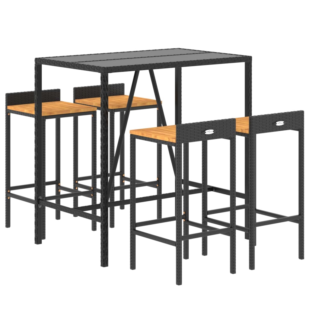 Hagebarsett 5 deler svart polyrotting og heltre akasie