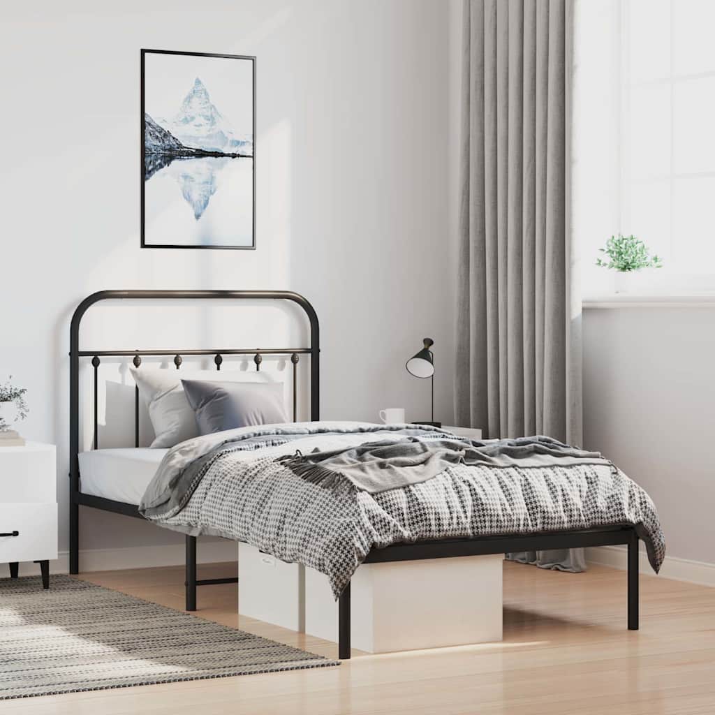 Sengeramme i metall med hodegavl svart 100x200 cm