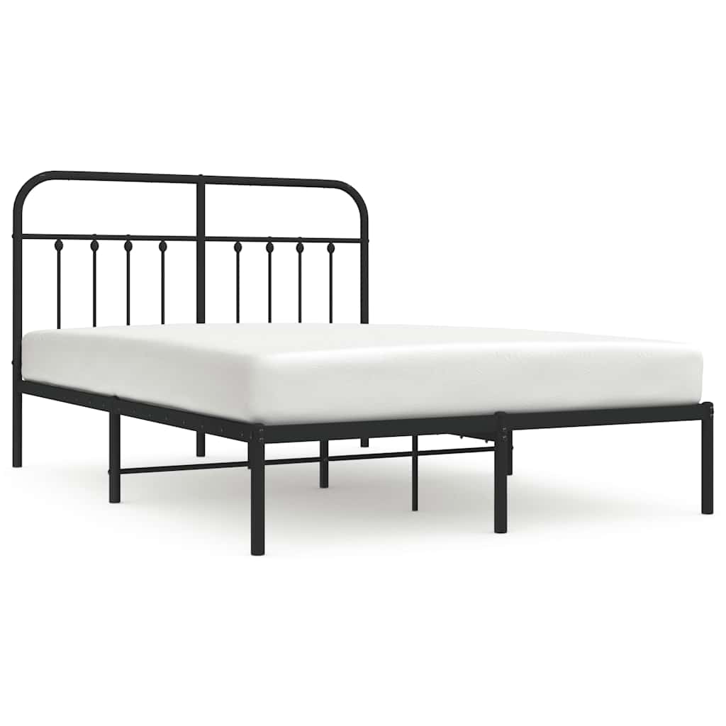 Sengeramme i metall med sengegavl svart 150x200 cm