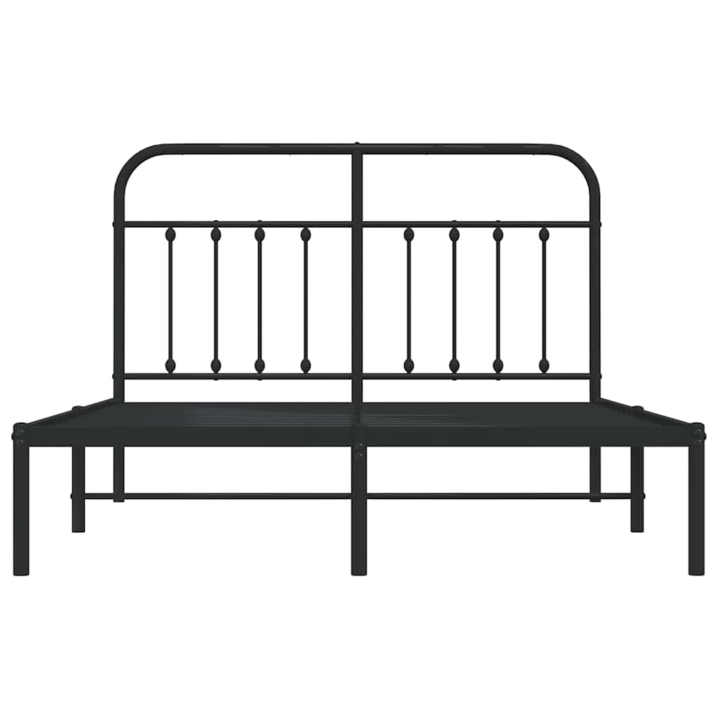 Sengeramme i metall med sengegavl svart 150x200 cm