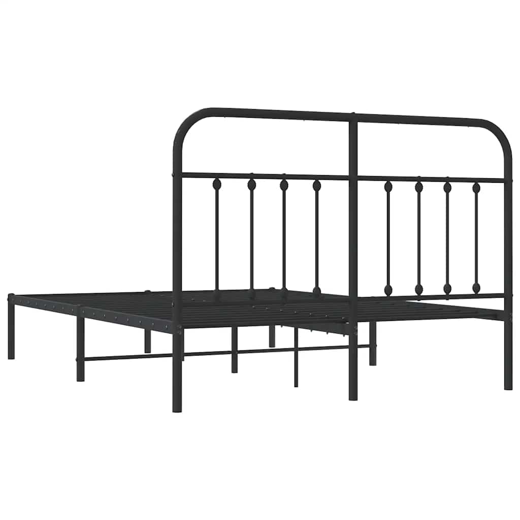 Sengeramme i metall med sengegavl svart 150x200 cm