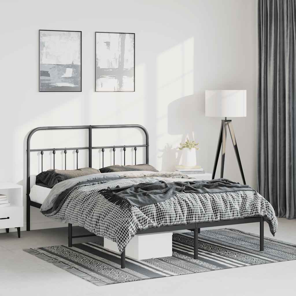 Sengeramme i metall med sengegavl svart 150x200 cm