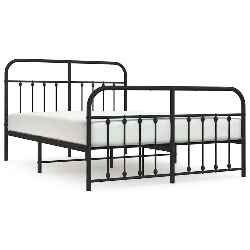 Sengeramme i metall med hode- og fotgavl svart 135x190 cm