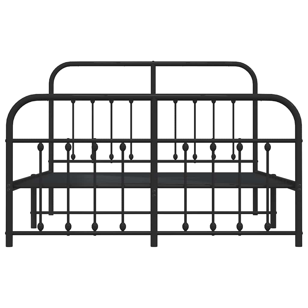Sengeramme i metall med hode- og fotgavl svart 135x190 cm