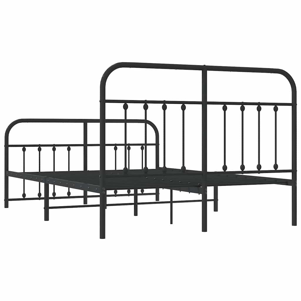 Sengeramme i metall med hode- og fotgavl svart 135x190 cm