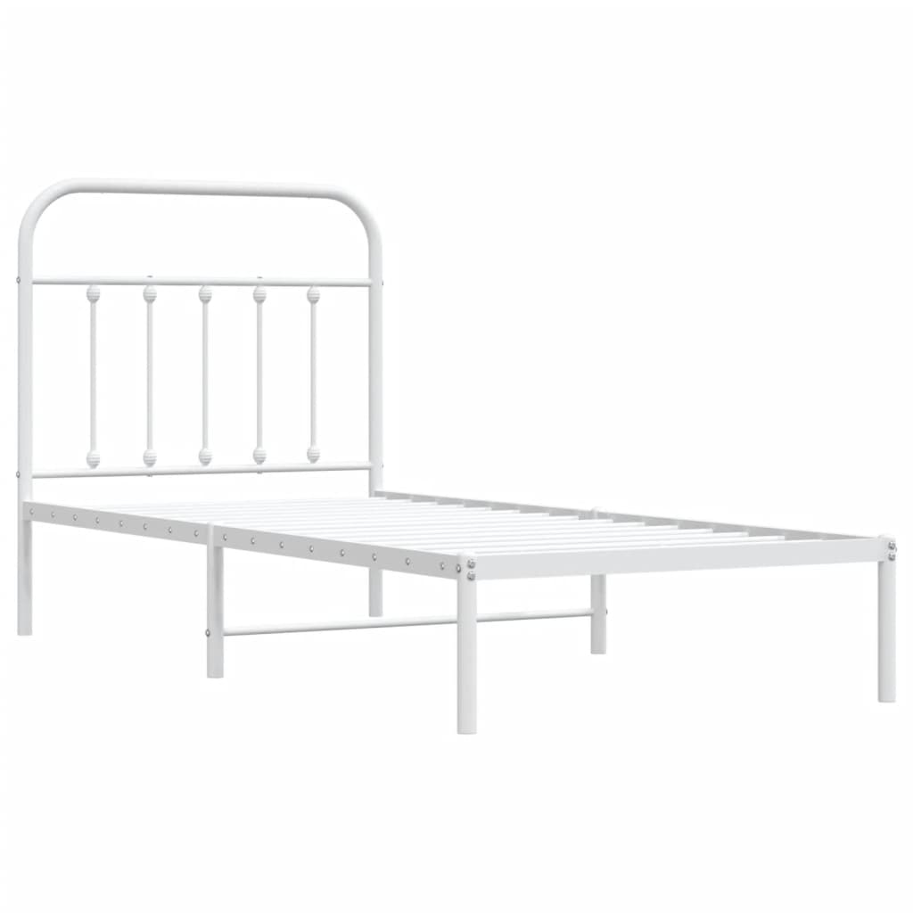 Sengeramme i metall med hodegavl hvit 90x190 cm