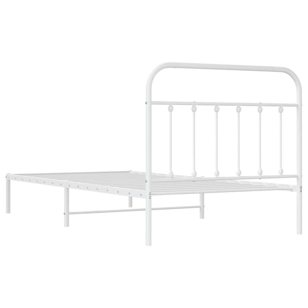 Sengeramme i metall med hodegavl hvit 100x200 cm vidaXL