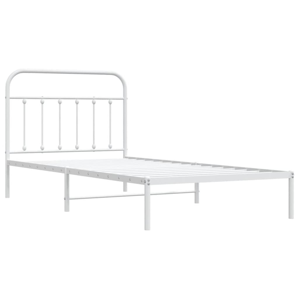 Sengeramme i metall med hodegavl hvit 107x203 cm