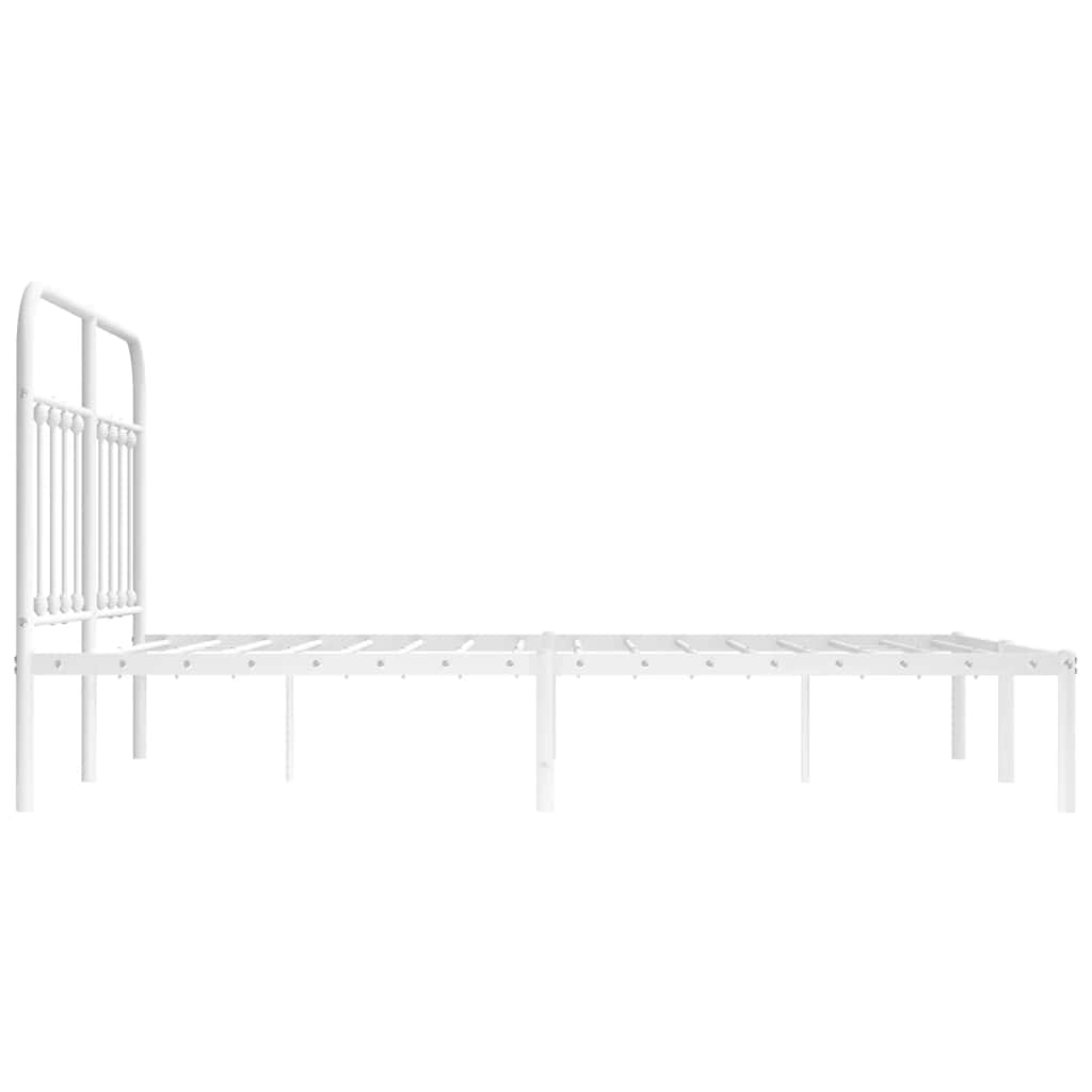 Sengeramme i metall med sengegavl hvit 150x200 cm