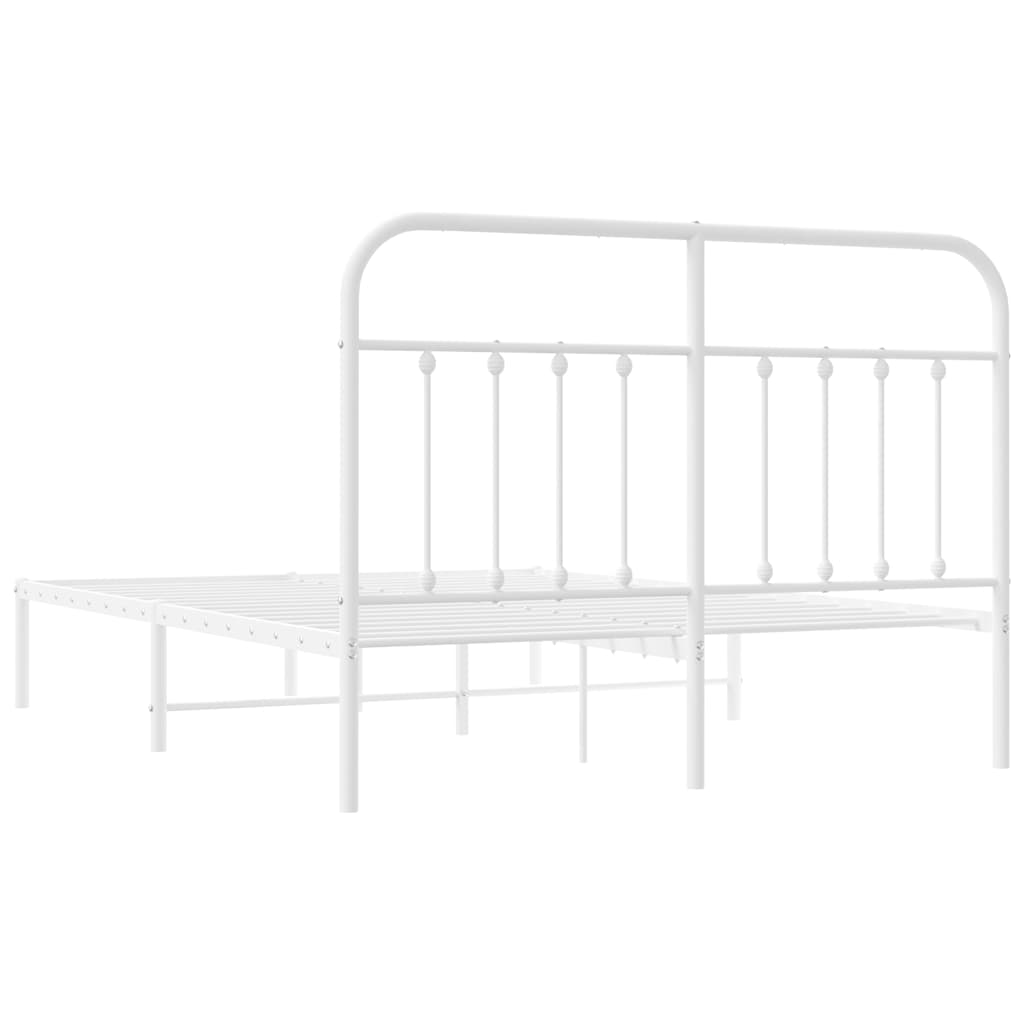 Sengeramme i metall med sengegavl hvit 150x200 cm
