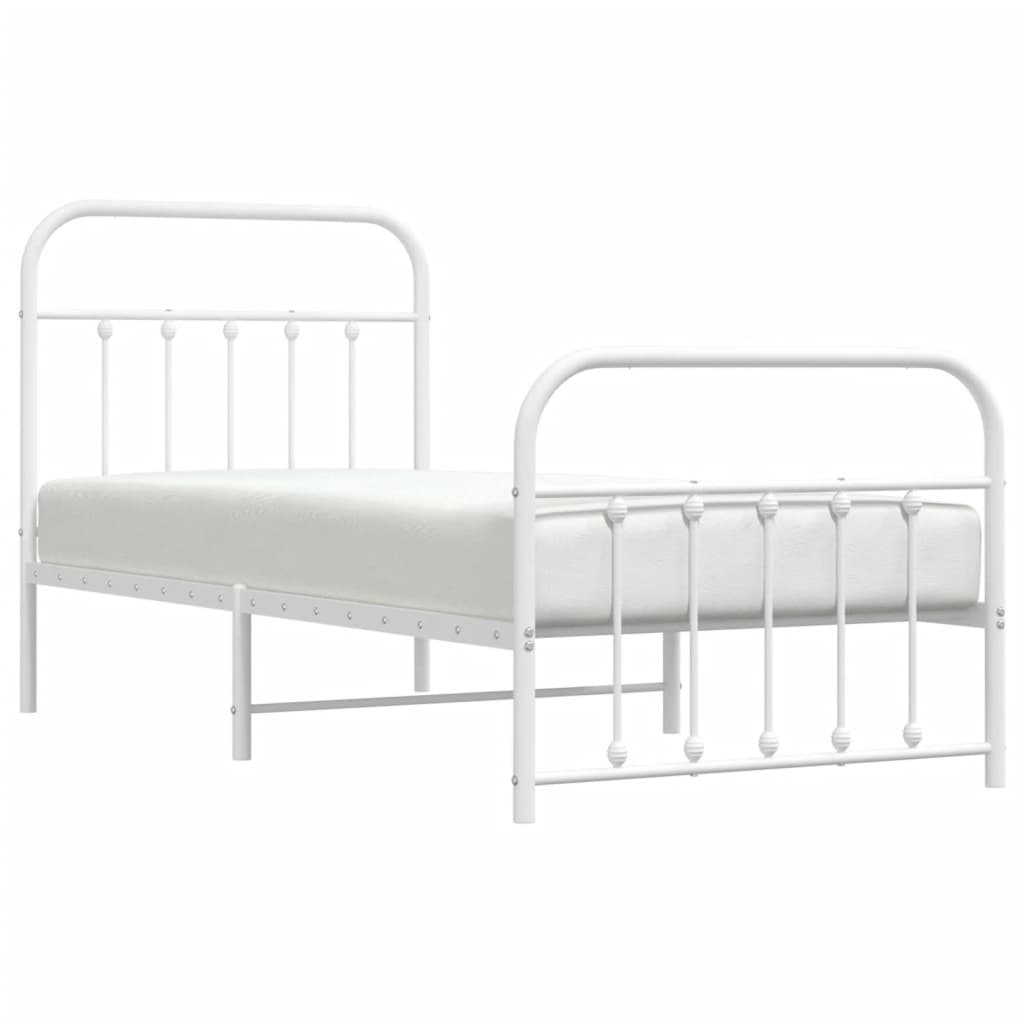 Sengeramme i metall med hode- og fotgavl hvit 90x190 cm