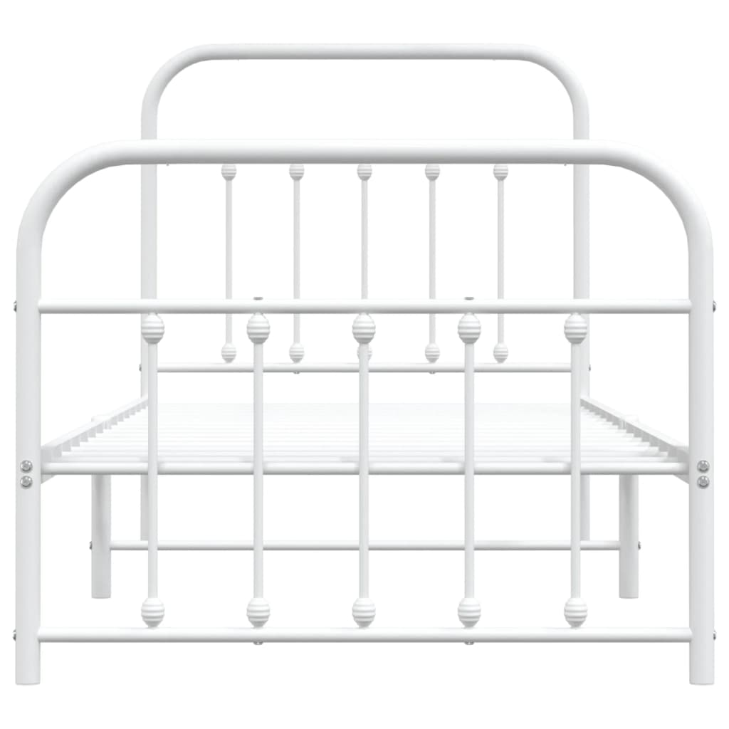 Sengeramme i metall med hode- og fotgavl hvit 90x190 cm