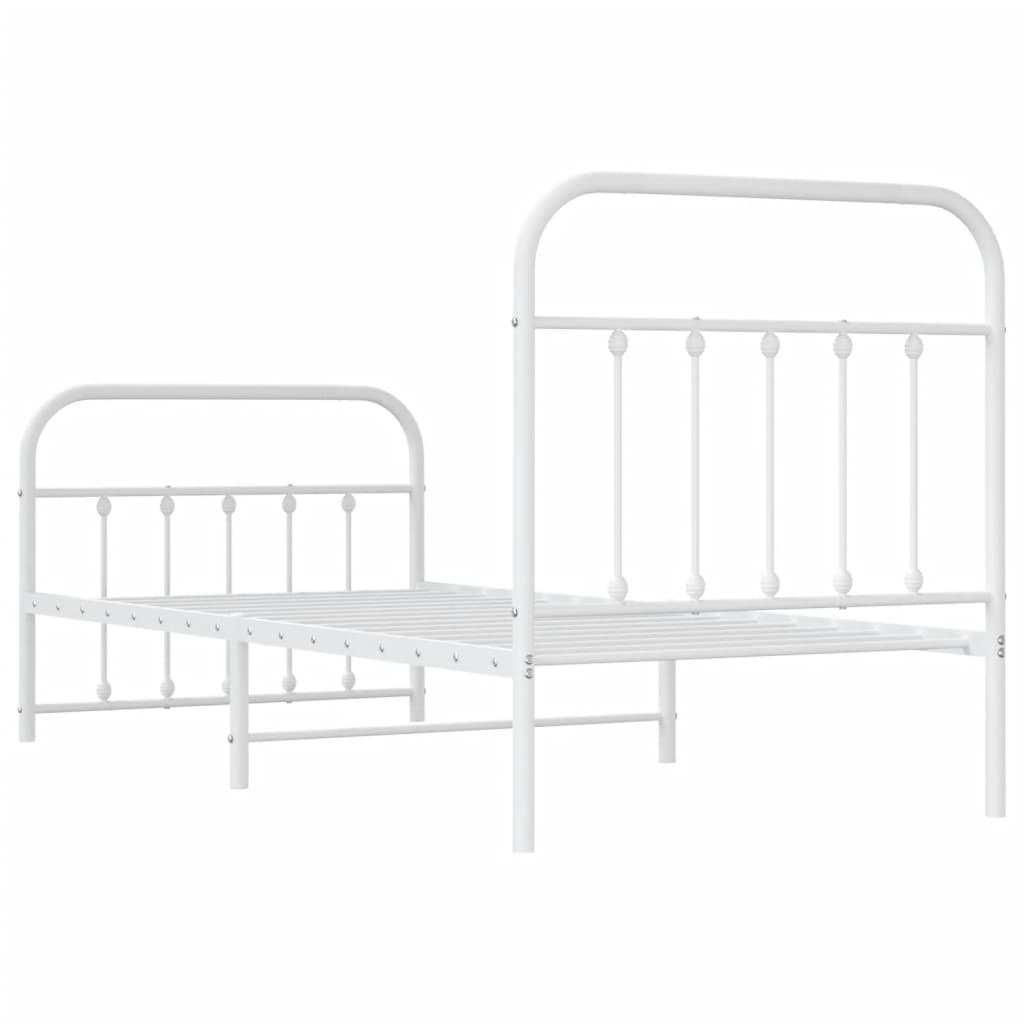 Sengeramme i metall med hode- og fotgavl hvit 90x190 cm