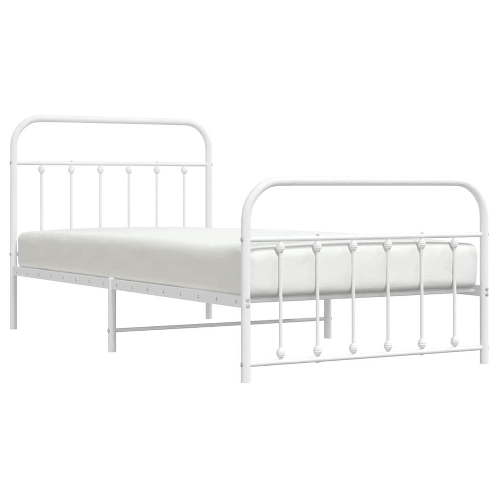 Sengeramme i metall med hode- og fotgavl hvit 100x200 cm