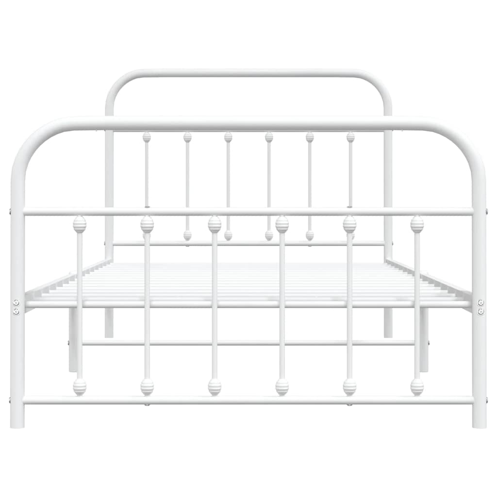Sengeramme i metall med hode- og fotgavl hvit 100x200 cm