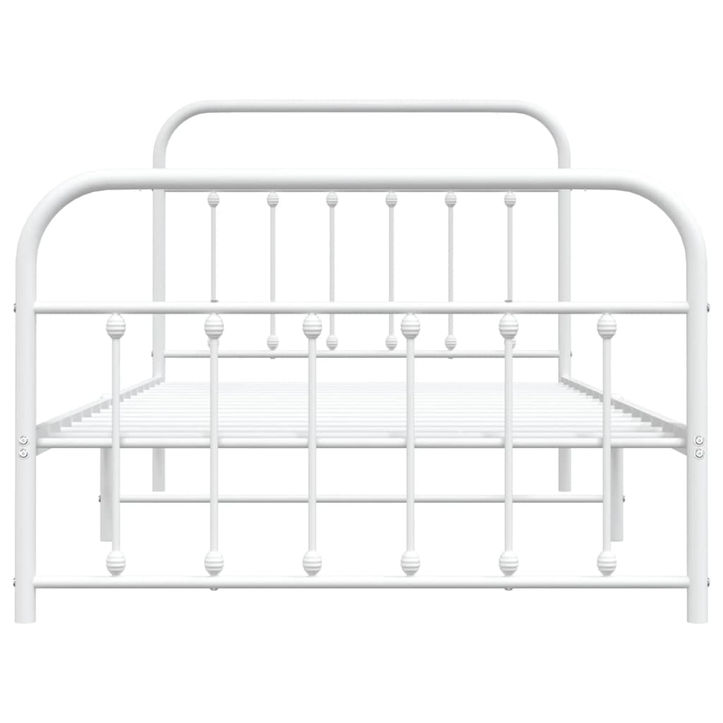Sengeramme i metall med hode- og fotgavl hvit 107x203 cm