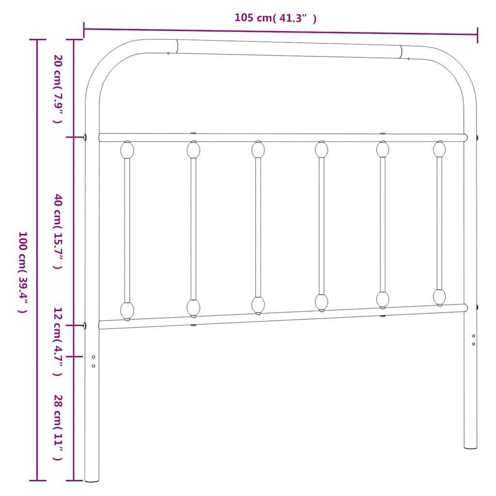 Utskiftbar sengegavl i metall hvit 100 cm