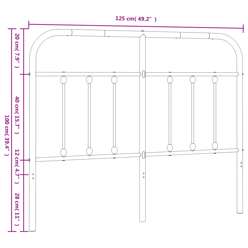 Utskiftbar sengegavl i metall hvit 120 cm