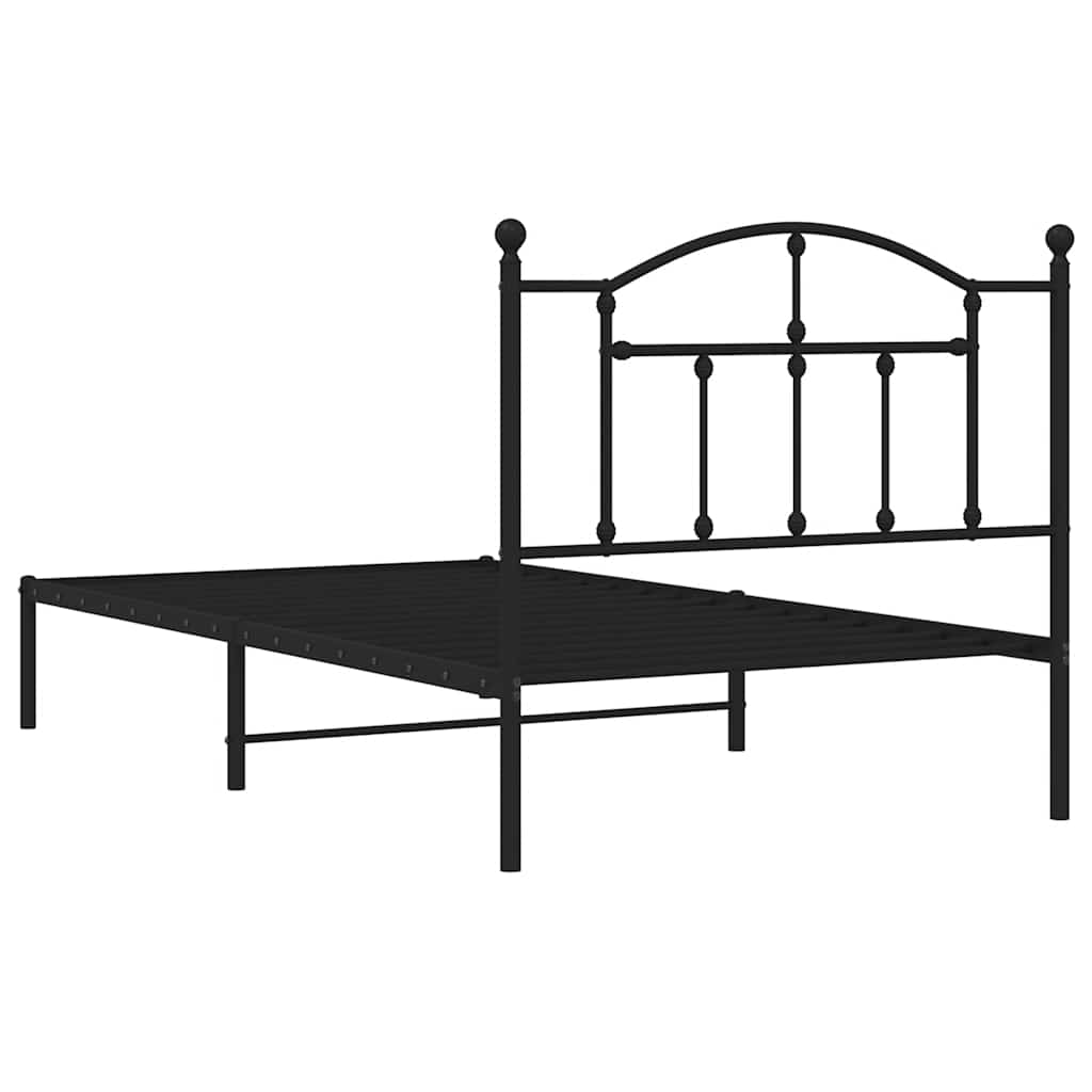 Sengeramme i metall med hodegavl svart 100x190 cm