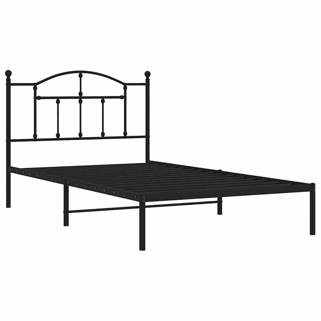 Sengeramme i metall med hodegavl svart 100x200 cm