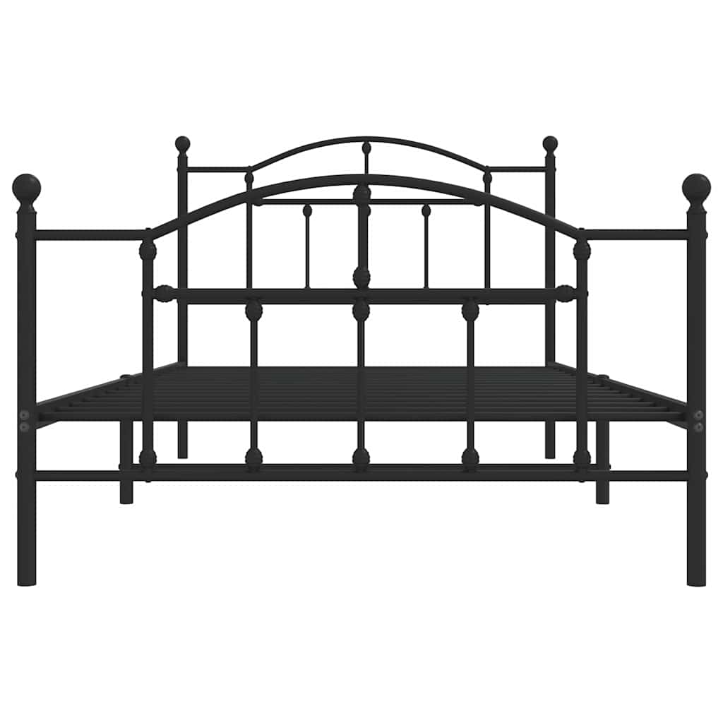 Sengeramme i metall med hode- og fotgavl svart 100x200 cm