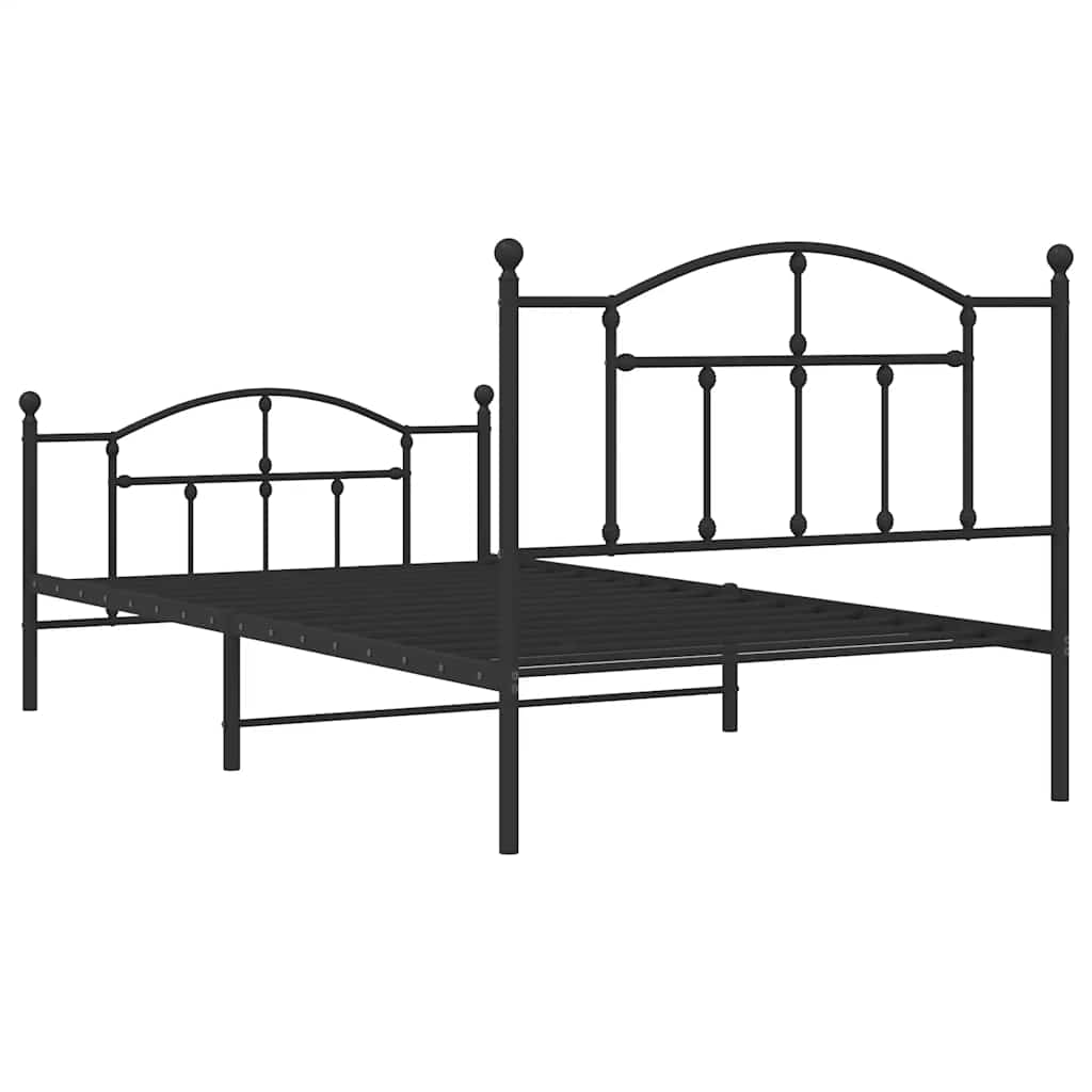 Sengeramme i metall med hode- og fotgavl svart 100x200 cm