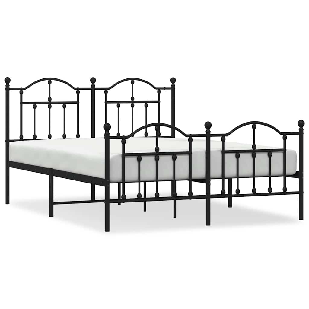 Sengeramme i metall med hode- og fotgavl svart 135x190 cm