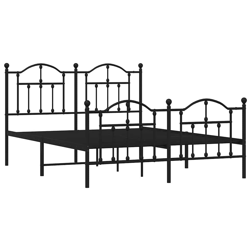 Sengeramme i metall med hode- og fotgavl svart 135x190 cm