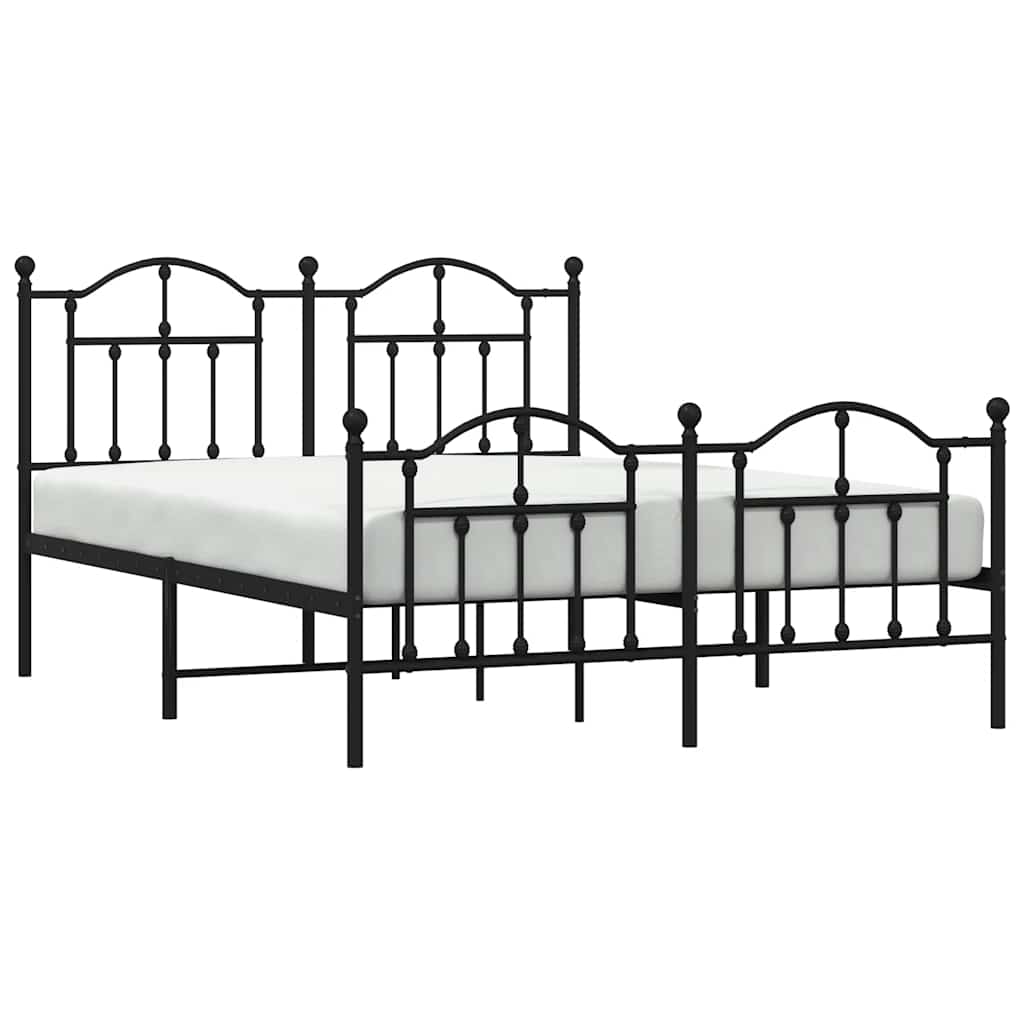 Sengeramme i metall med hode- og fotgavl svart 135x190 cm