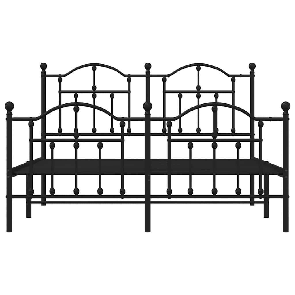 Sengeramme i metall med hode- og fotgavl svart 135x190 cm