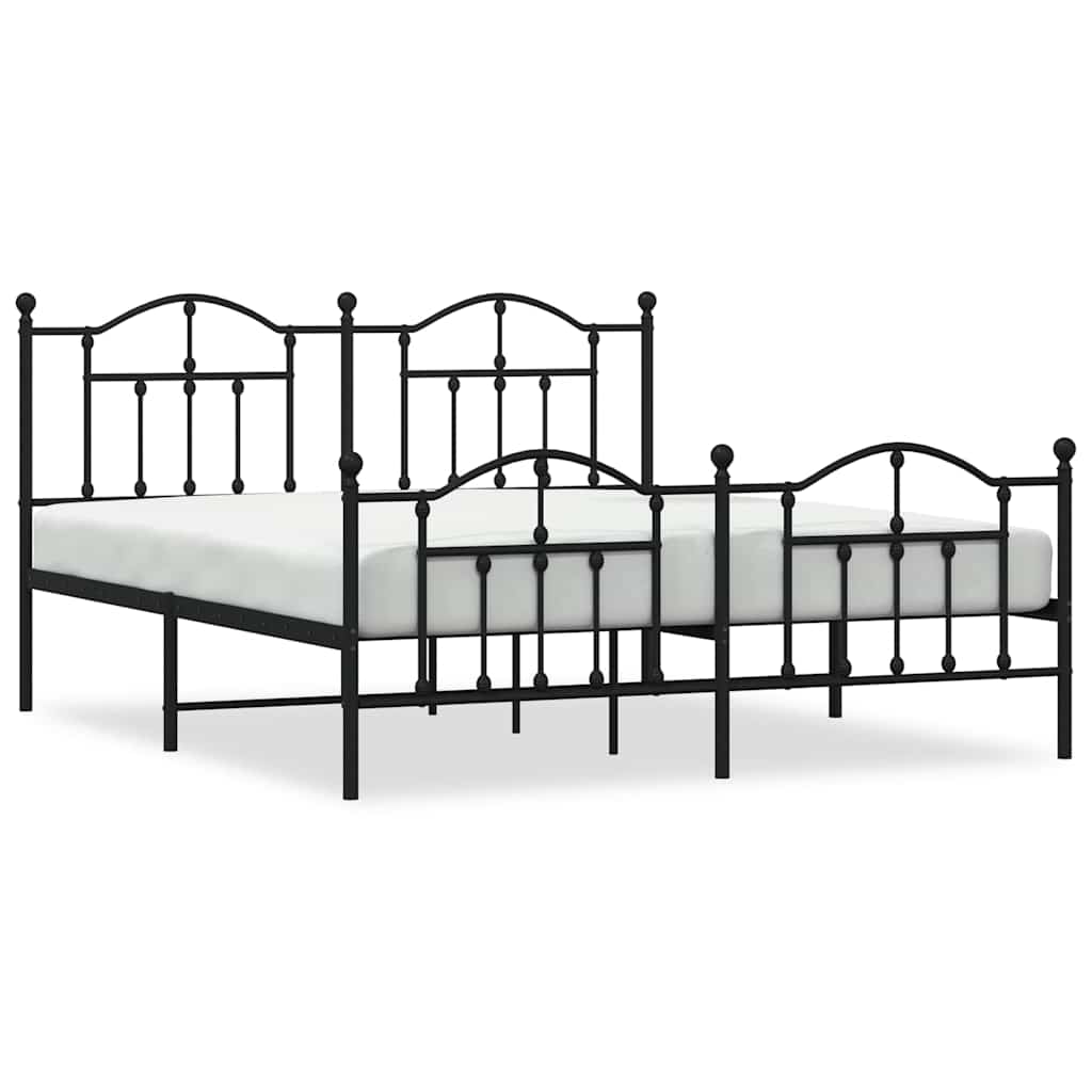 Sengeramme i metall uten madrass med fotgavl svart 160x200 cm