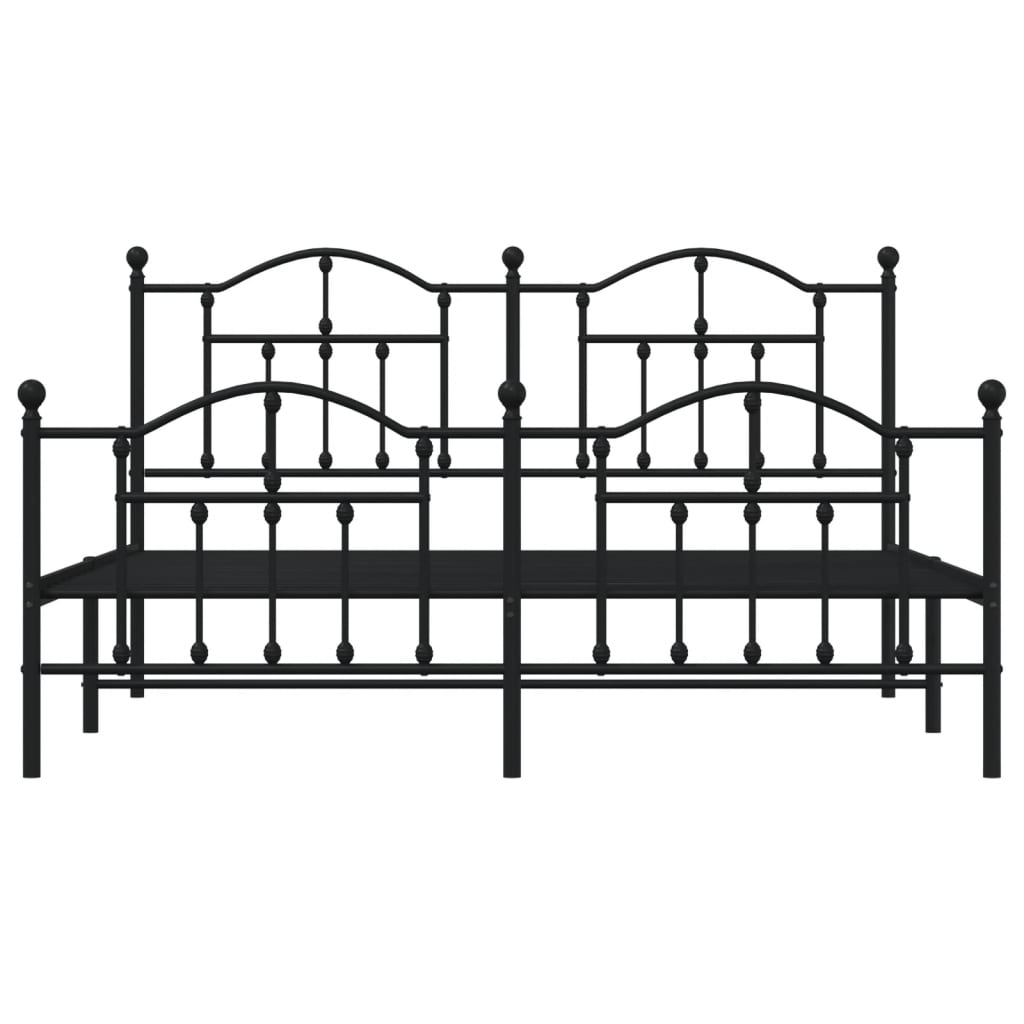 Sengeramme i metall uten madrass med fotgavl svart 180x200 cm
