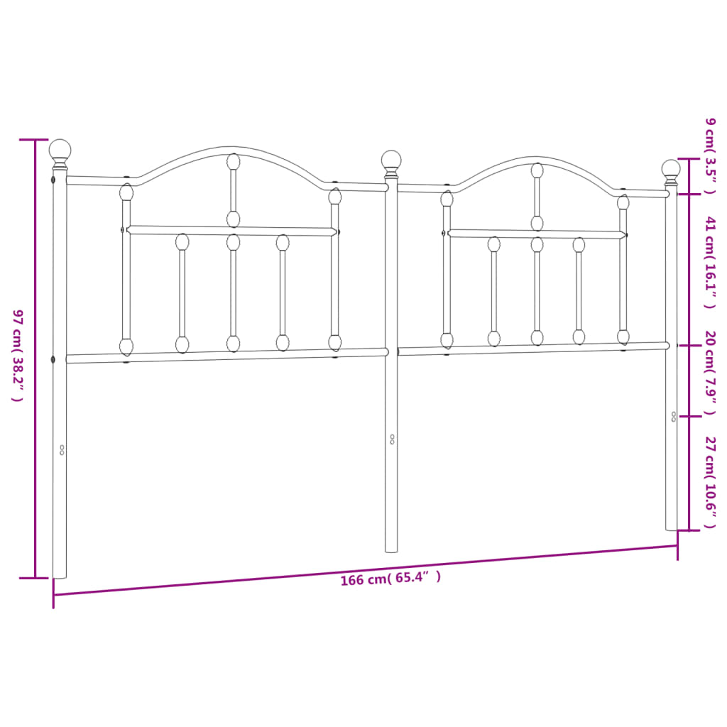 Utskiftbar sengegavl i metall svart 160 cm