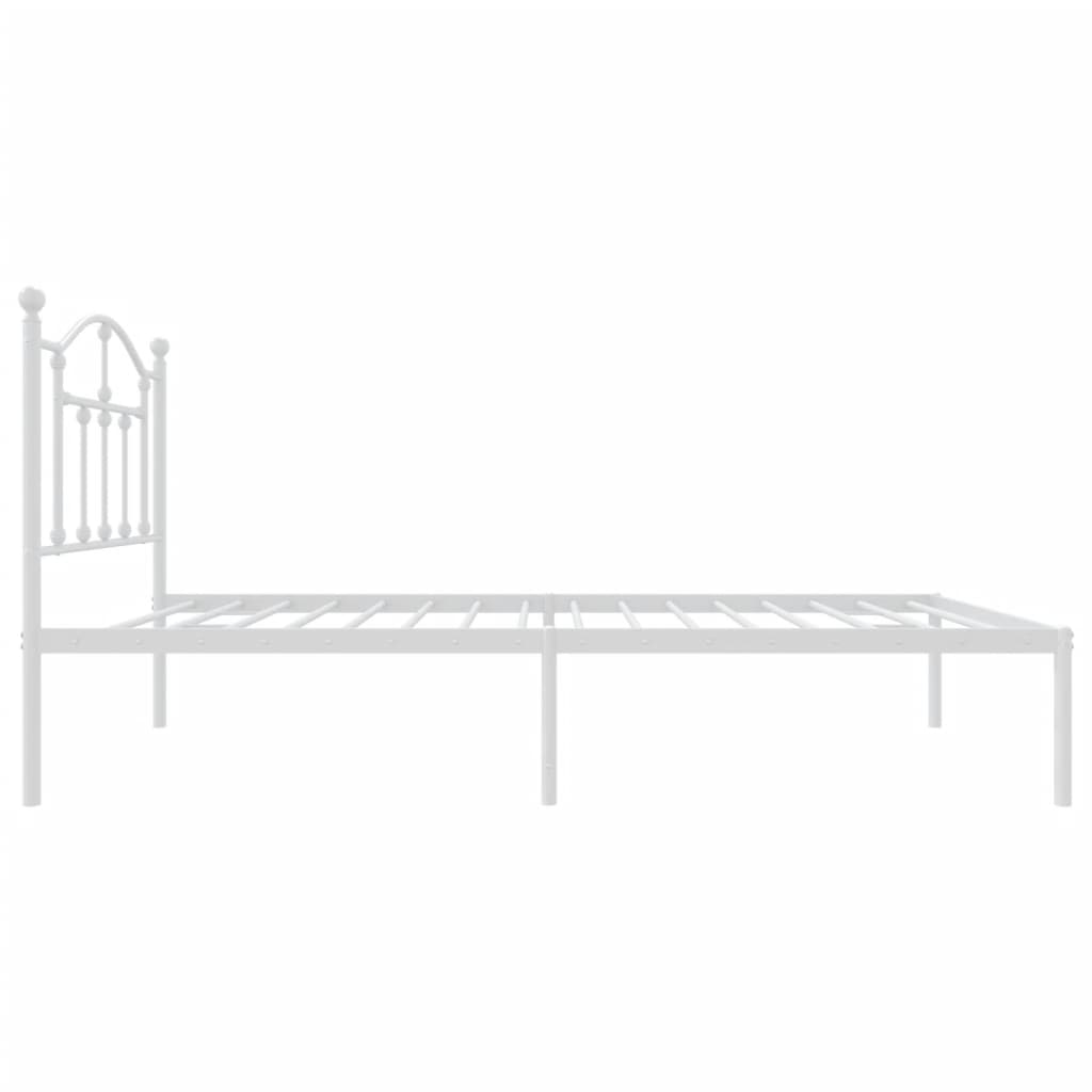 Sengeramme i metall uten madrass med hodegavl hvit 75x190 cm