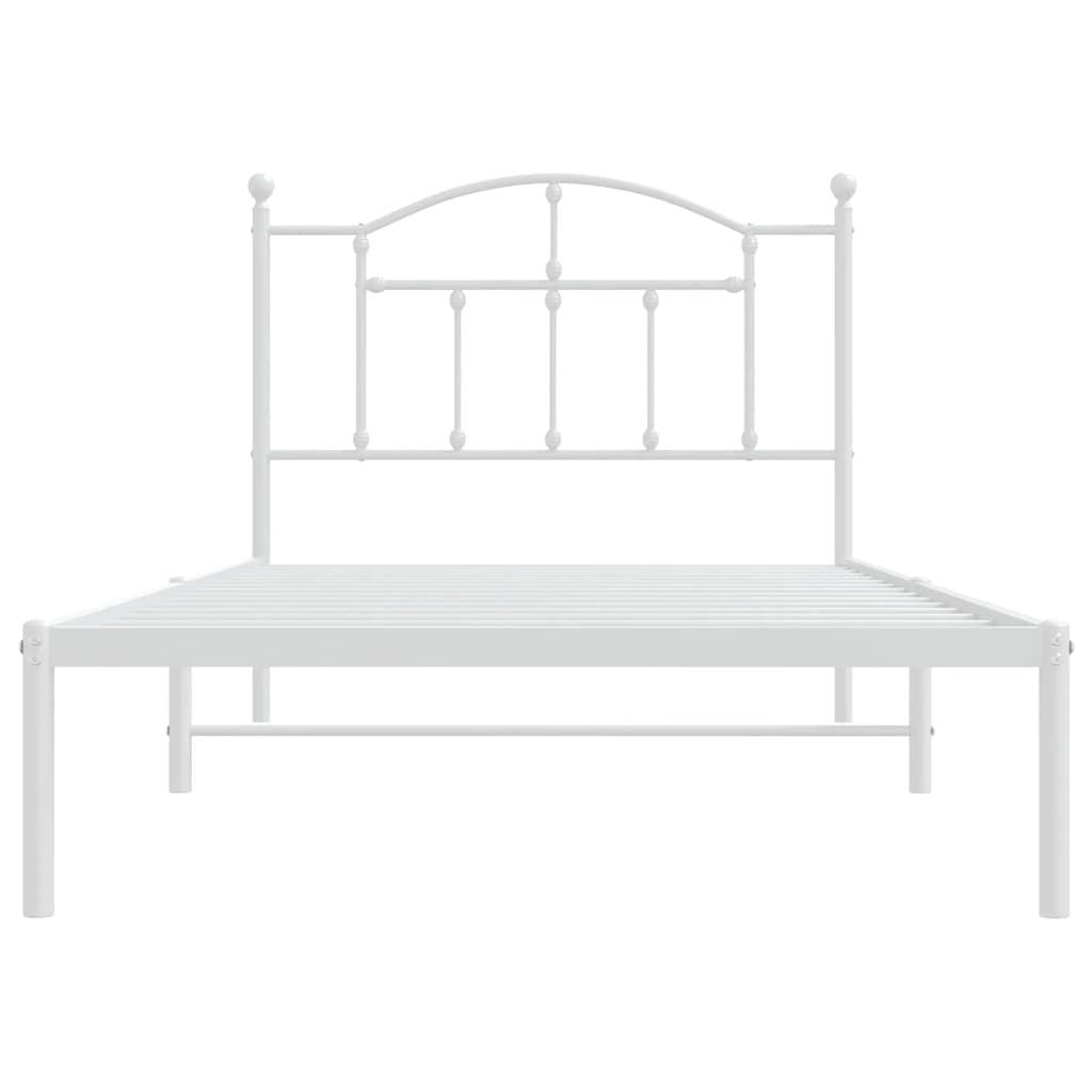 Sengeramme i metall med hodegavl hvit 100x190 cm