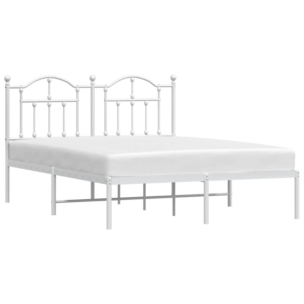 Sengeramme i metall med sengegavl hvit 150x200 cm