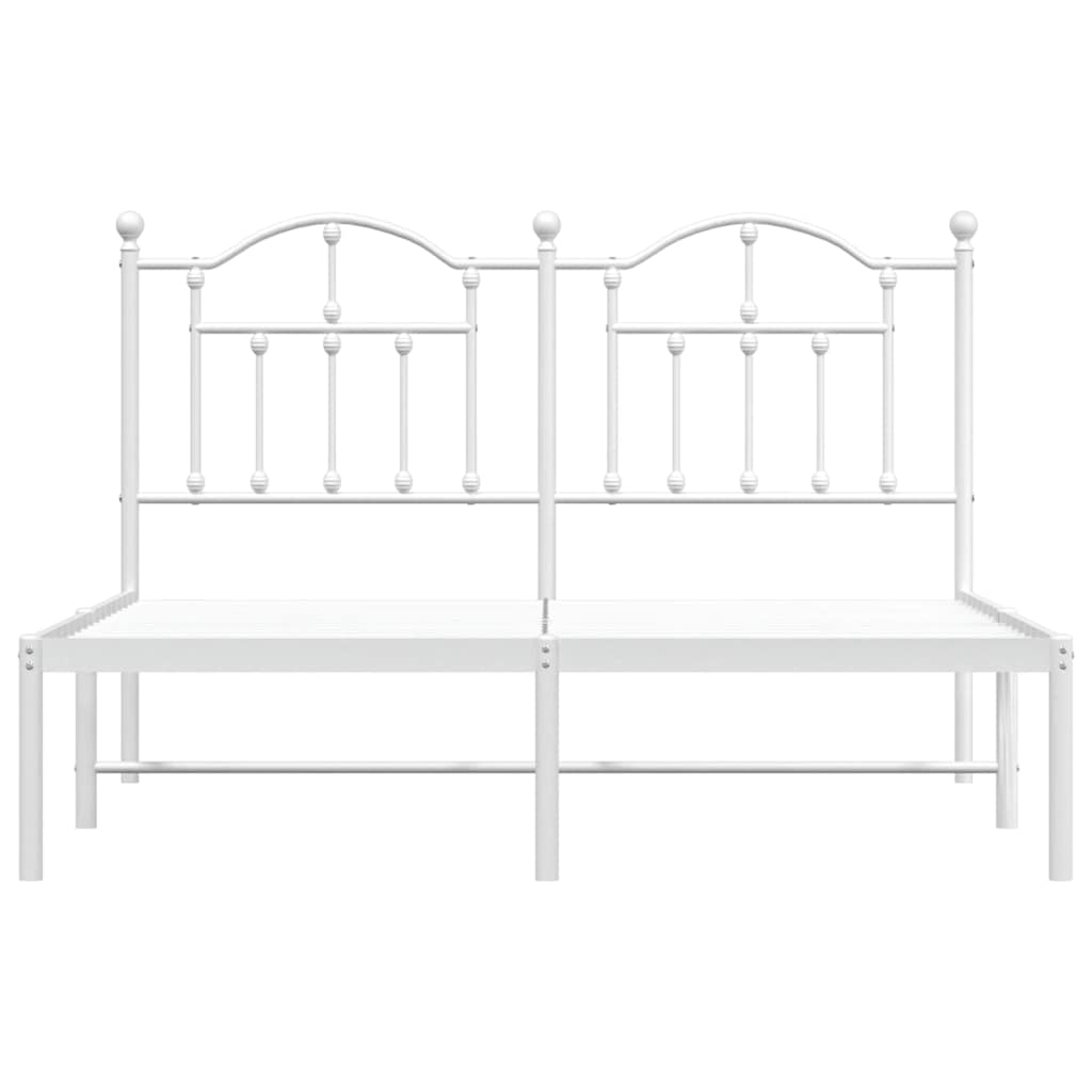 Sengeramme i metall med sengegavl hvit 150x200 cm